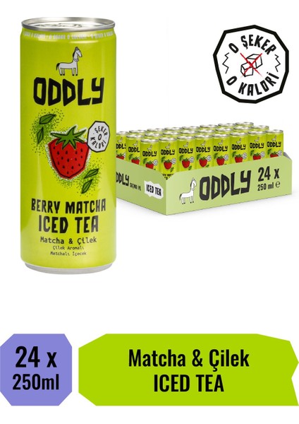 Berry Matcha Soğuk Çay Kutu Çilek Matcha 250 ml x 24 Adet