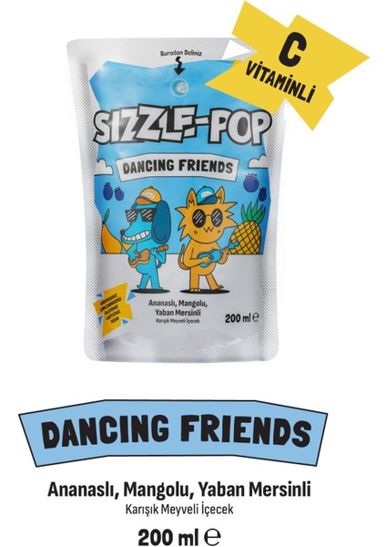 DANCING FRIENDS ANANAS MANGO YABANMERSİNİ POUCH 200 ML