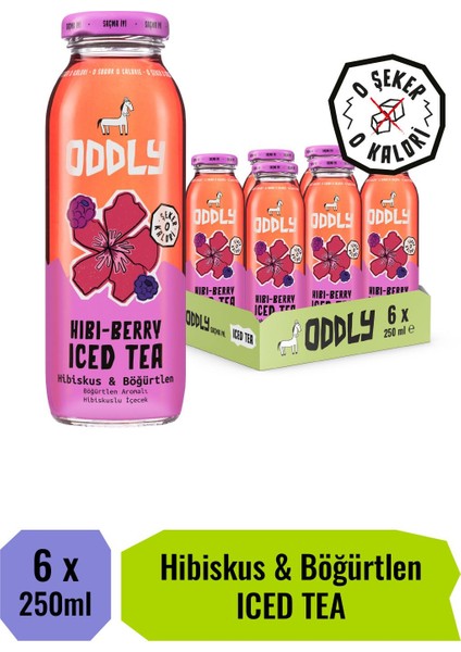 Hıbıberry Soğuk Çay Hibiskus ve Böğürtlen Aromalı 250 ml x 6 Adet Şekersiz ve Kalorisiz