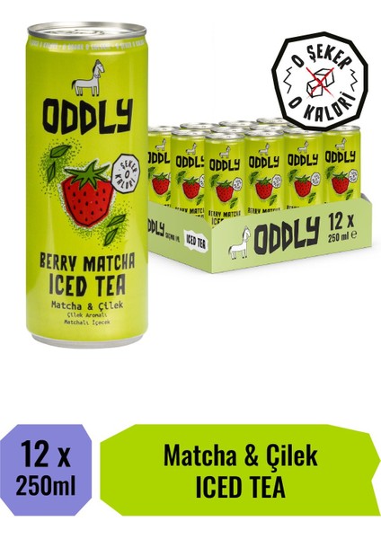 Berry Matcha Soğuk Çay Kutu Çilek Matcha 250 ml x 12 Adet