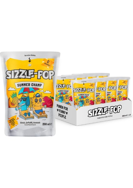 Sızzle-Pop Summer Champ Şeftali Elma Ananas Meyve Suyu 200 ml x 8 Adet fiyatları
