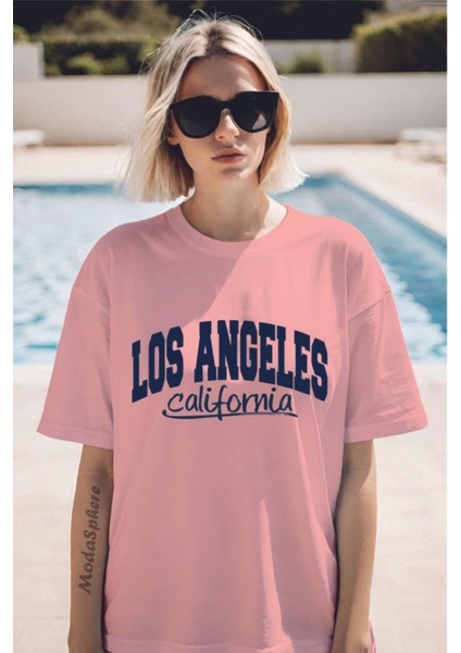 Los Angeles Baskılı Unisex Oversize Tişört