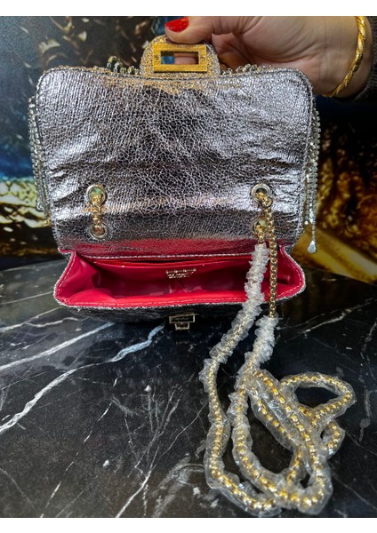 Abiye Çanta Taşlı Abiye Çanta Kristal Taş Özel Tasarim Zincirli Kadin Gold modelleri