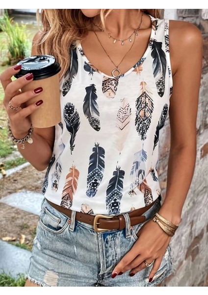 Yaprak Desenli V Yakalı Süprem Bluz indirimleri