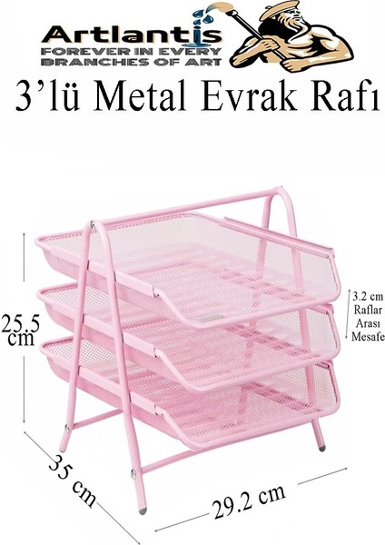 Evrak Rafı Metal 3 Lü Pembe 1 Paket Masaüstü A4 Dosya Düzenleyici Kağıt Tepsisi Metal Çelik Fileli Dört Katlı Hareketli fiyatları