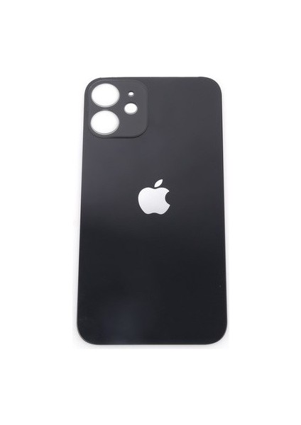 Uyumlu Iphone 12 Arka Kapak Arka Kapak Lazer Kesim ( Pil Kapağı ) Cam -Siyah
