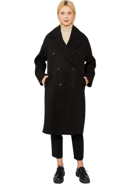 Kadın Oversize Astarsız Kaşe Kaban