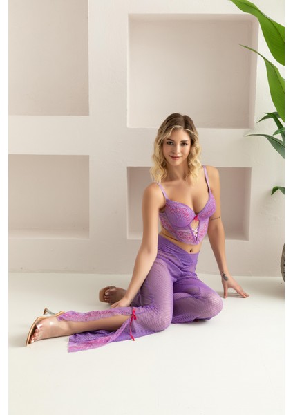- Bralet, Pantolon, String Takım Lila (32106)