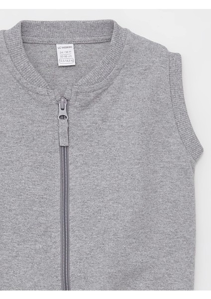 Lcw Kids Gri Bisiklet Yaka Fermuarlı Erkek Bebek Yelek modelleri