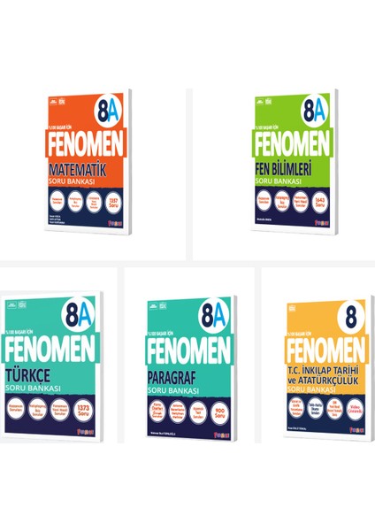Fenomen 8. Sınıf Tüm Dersler A Soru Bankası Seti 5 Kitap Fenomen