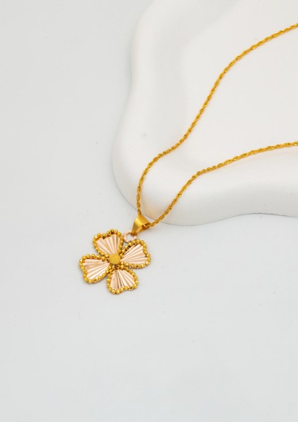 Yonca Işıltısı 14 Ayar Altın Orta Boy Kolye modelleri