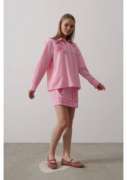 Şık Nakışlı Etek Takımı - Pembe fiyatları