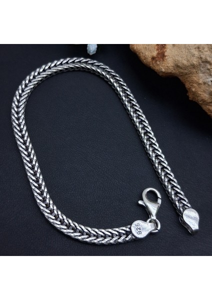 925 Ayar Gümüş Tilki Kuyruğu Kare Model Bileklik 5mm fiyatları