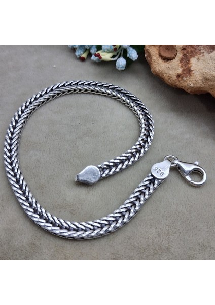 925 Ayar Gümüş Tilki Kuyruğu Kare Model Bileklik 5mm fırsatları