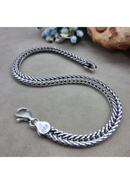 925 Ayar Gümüş Tilki Kuyruğu Kare Model Bileklik 5mm indirimleri