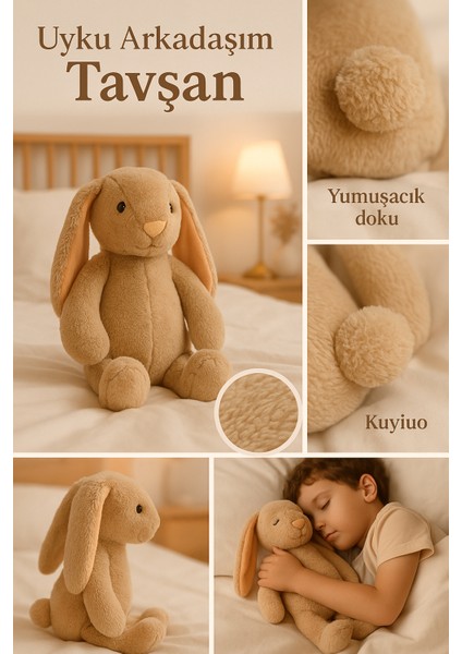 Uzun Kulaklı Yumuşak Tavşan Peluş Oyuncak – Uyku Arkadaşı - Yumuşak, Uzun Kulaklı, Kahverengi fiyatları