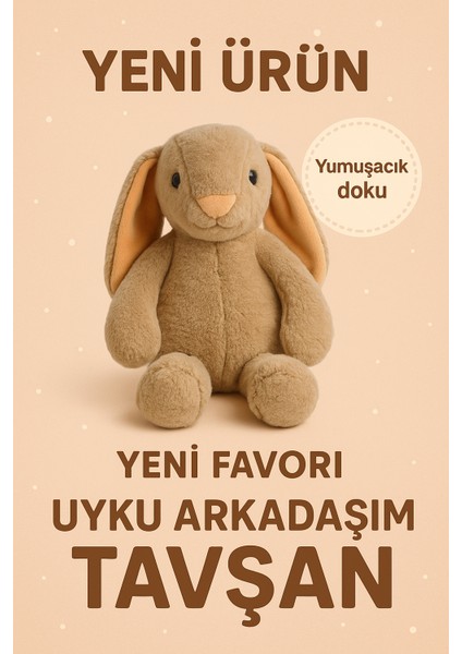 Uzun Kulaklı Yumuşak Tavşan Peluş Oyuncak – Uyku Arkadaşı - Yumuşak, Uzun Kulaklı, Kahverengi fırsatları