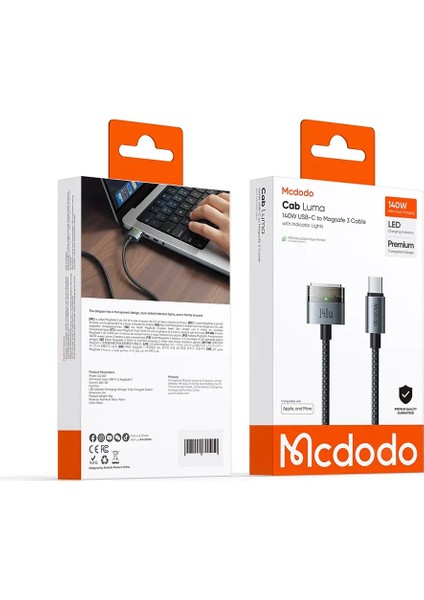 CA-2070 140W Usb-C - Magsafe 3 Manyetik Bağlantı Kablosu 2m - Siyah indirimleri