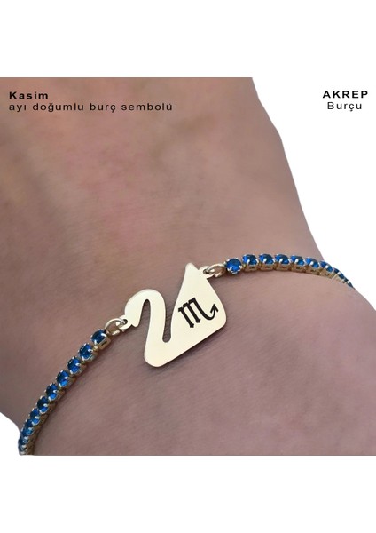 14 Ayar Plakalı Altın Kasım Ayı Doğumları Için Mavi Taşlı Kuğu Kuşu Figürlü Hediye BILEKLIK-600AY fırsatları