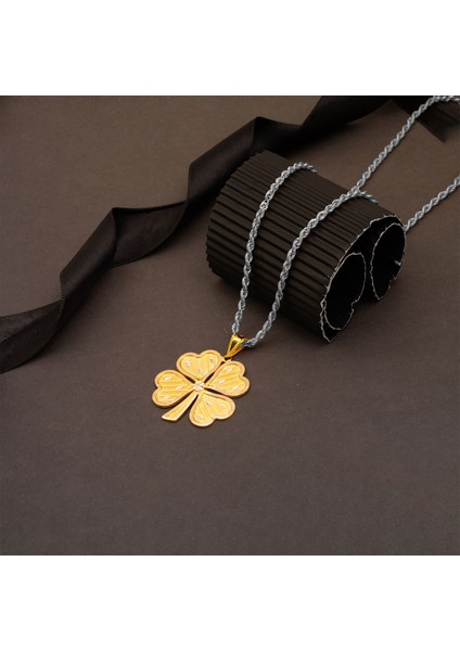 Hasır Desenli 14 Ayar Altın Yonca Kolye Ucu fırsatları