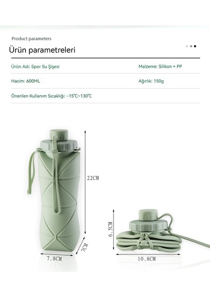 Silikon Açık Katlanır Su Şişesi Taşınabilir Sıkıştırılabilir Şişe Yüksek Sıcaklığa (Yurt Dışından) modelleri