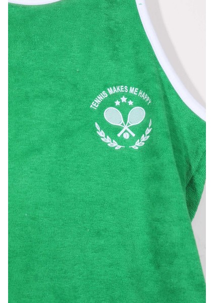 Erkek Çocuk Havlu Tennis Nakışlı Alt Üst Takım - Yeşil (3-4 Yaş 8-9 Yaş) fırsatları