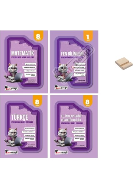 LGS 8. Sınıf Matematik Fen Türkçe ve T.C. İnkılap Tarihi ve Atatürkçülük 4'lü Set Etkinlikli Ders Föyleri - Telefon Tutucu