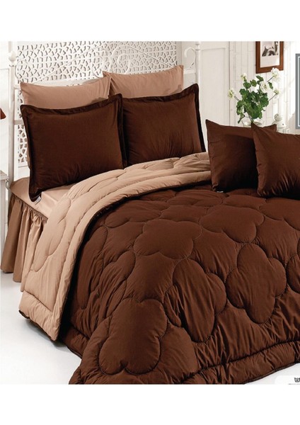 Uyku Seti (Çift Kişilik) 6 Parça - Ranforce - Çizgili Desen- Çift Taraflı Kullanım