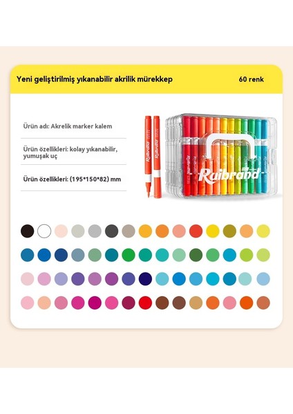 Çocuklar Için Toksik Olmayan 60 Renkli Akrilik Kalem (Yurt Dışından) indirimleri