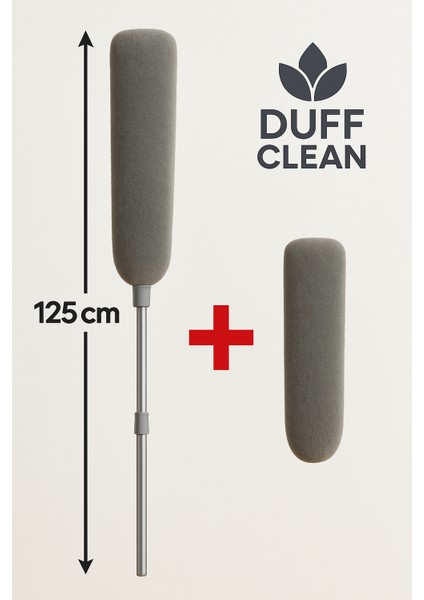 Mikrofiber Başlıklı Girintili Yüzey Dip Köşe Raf Temizleme Mopu Toz Alma Fırçası+ Adet Yedek
