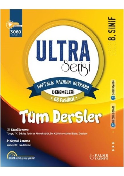 8.SINIF ULTRA KAZANIM KAVRAMA DENEMELERİ 68 FASİKÜL TÜM DERSLER ( 3060 SORU )