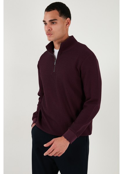 Pamuklu Regular Fit Yarım Fermuarlı Dik Yaka Sweat Erkek Sweat 5905716 indirimleri