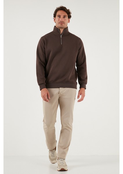 Pamuklu Regular Fit Yarım Fermuarlı Dik Yaka Sweat Erkek Sweat 59052592 fiyatları