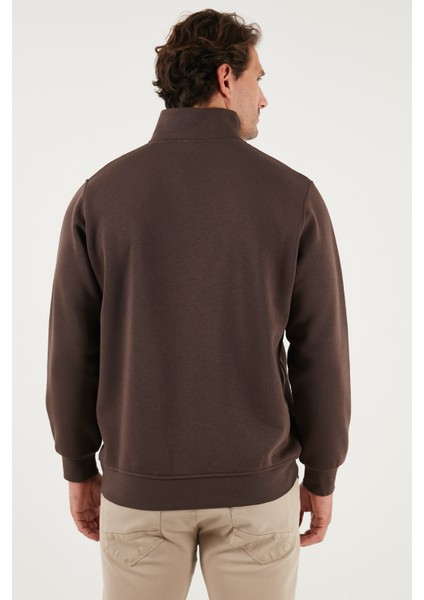 Pamuklu Regular Fit Yarım Fermuarlı Dik Yaka Sweat Erkek Sweat 59052592