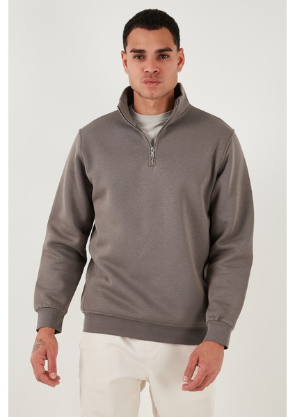 Pamuklu Regular Fit Yarım Fermuarlı Dik Yaka Sweat Erkek Sweat 59052592 fiyatları