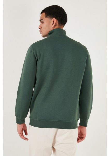 Pamuklu Regular Fit Yarım Fermuarlı Dik Yaka Sweat Erkek Sweat 59052592