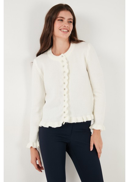 Premium Pile Detaylı Regular Fit Yuvarlak Yaka Triko Hırka Bayan Hırka 680HI00038 indirimleri