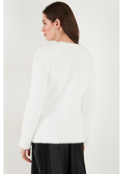 Premium Regular Fit V Yaka Çift Kemerli Peluş Hırka Bayan Hırka 680HI00112