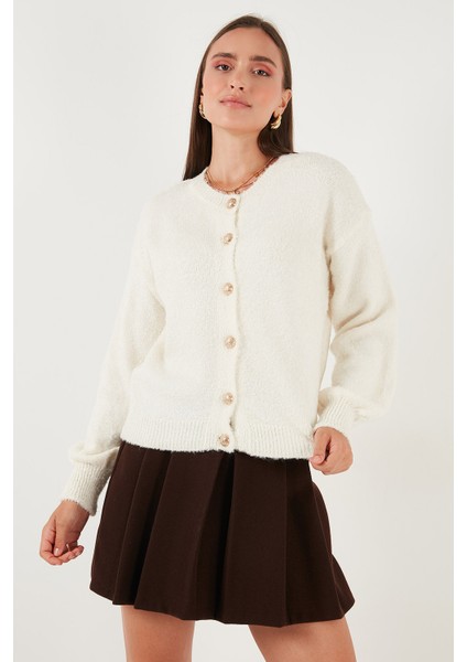 Premium Regular Fit Bisiklet Yaka Yumuşak Dokulu Hırka Bayan Hırka 680HI00147 modelleri