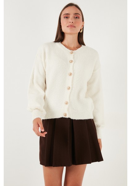 Premium Regular Fit Bisiklet Yaka Yumuşak Dokulu Hırka Bayan Hırka 680HI00147