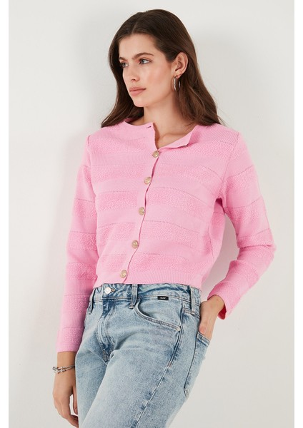 Premium Regular Fit Bisiklet Yaka Düğmeli Dokulu Triko Hırka Bayan Hırka 680HI00337 fırsatları