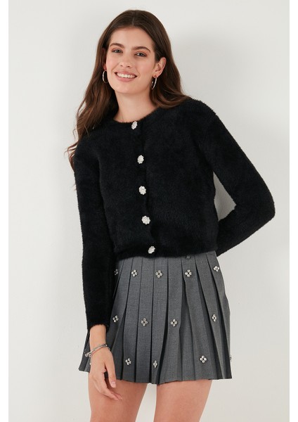 Fitted Fit Bisiklet Yaka Yumuşak Dokulu Crop Hırka Bayan Hırka 4615559