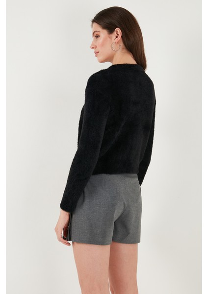 Fitted Fit Bisiklet Yaka Yumuşak Dokulu Crop Hırka Bayan Hırka 4615559