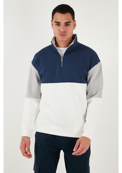 Renk Bloklu Regular Fit Yarım Fermuarlı Dik Yaka Sweat Erkek Sweat 5905719 fiyatları