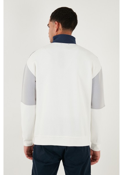 Renk Bloklu Regular Fit Yarım Fermuarlı Dik Yaka Sweat Erkek Sweat 5905719