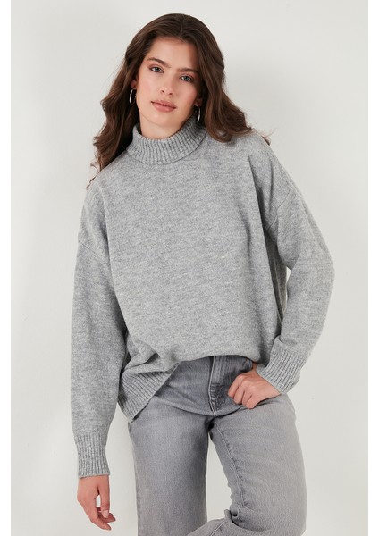 Premium Oversize Fit Balıkçı Yaka Yumuşak Dokulu Triko Kazak Bayan Kazak 680KZ00469