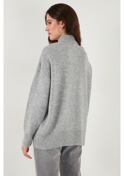 Premium Oversize Fit Balıkçı Yaka Yumuşak Dokulu Triko Kazak Bayan Kazak 680KZ00469