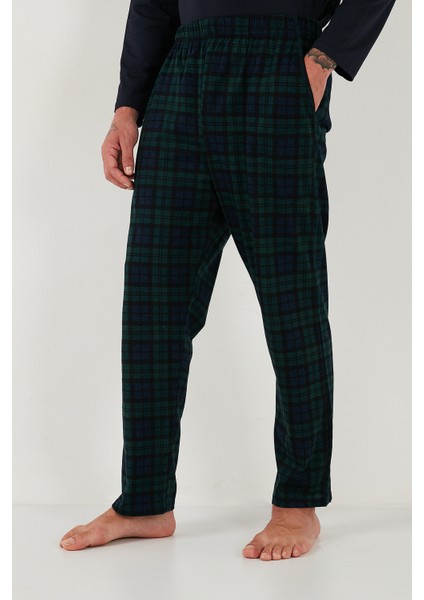 Ekoseli Pamuklu Regular Fit Yükske Bel Bisiklet Yaka Pijama Takımı Erkek Pijama Takımı 6574000