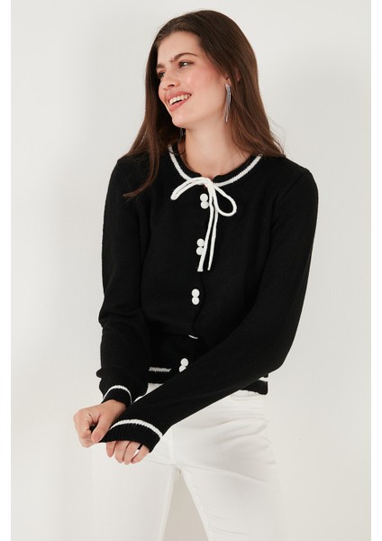 Premium Fitted Fit Bağlamalı Yaka Düğmeli Triko Hırka Bayan Hırka 680HI002408 indirimleri