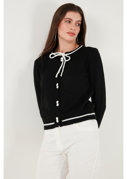 Premium Fitted Fit Bağlamalı Yaka Düğmeli Triko Hırka Bayan Hırka 680HI002408